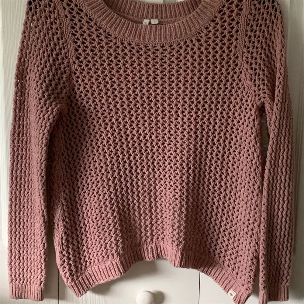 Ripcurl Women's Pink Open-Stitch Pullover Sweater Size S